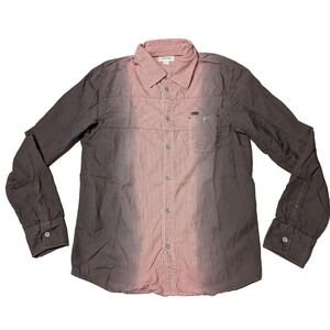 DIESEL Boys 2XL Red Dip Dye Pinstripe Button-Up Long Sleeve Shirt